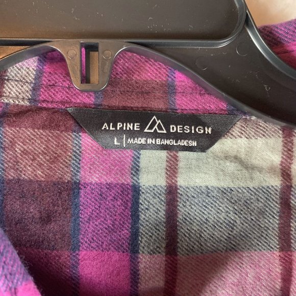 Alpine Design Shirt Men's Large Purple Plaid Cotton Flannel Button-Up 7016‎ - Picture 2 of 8